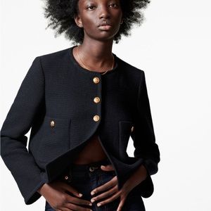 Zara METAL BUTTON JACKET - Navy blue